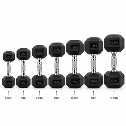 Rubber Hex Dumbbell 2.5kg - 17.5kg Set