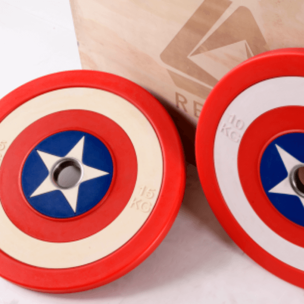limpiar hada Cambiable Captain America Olympic Urethane Bumper Weight Plate - Gym Gear